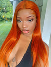 Bold Color Collection Ginger Orange Hair Curly 13X4 Lace Front Wig
